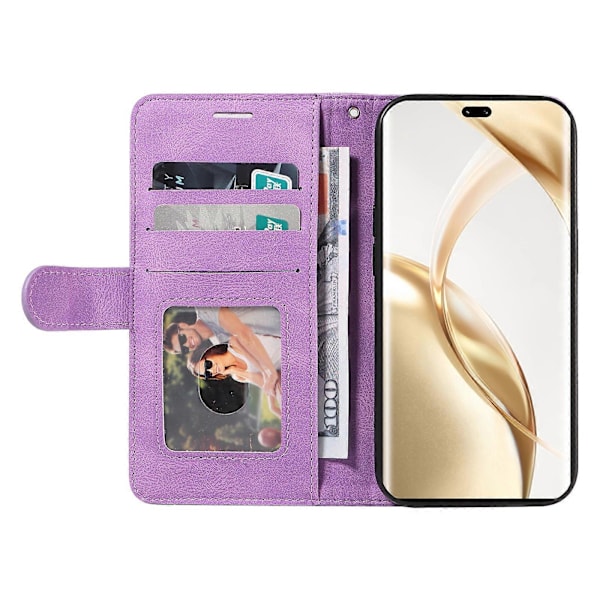 For Honor 200 Pro 5G Etui i Læder med Pengepung, Dobbelt Farve Splicing (FMY) Light Purple