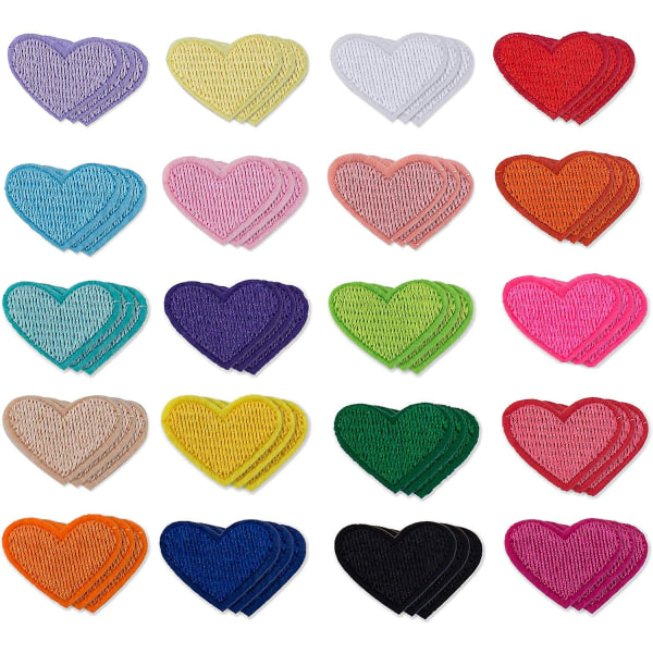 60 kpl sydänsilitysrautamerkki, eri värejä 1" (25 mm) Söpöt minisydänmerkit vaatteisiin takkeihin reppujen korjauskoristeisiin-- (FMY)
