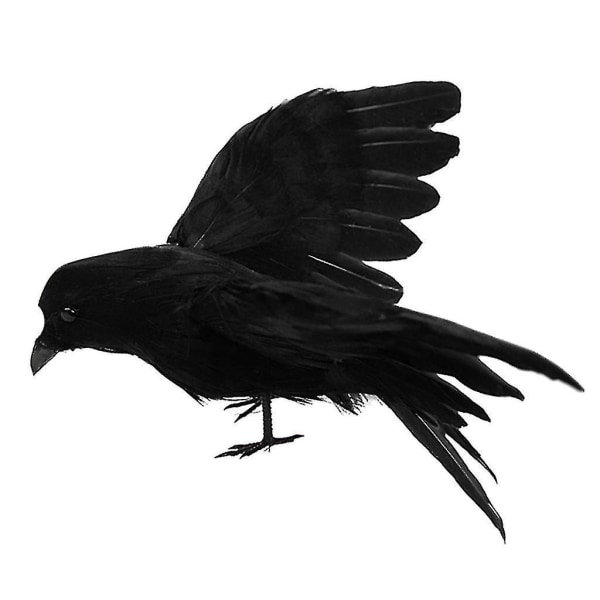Simulering sort krage realistisk fjerkrage kunstig fugl ravn rekvisitter og håndværk til Halloween festdekoration - sort, 16 cm (FMY) 16x20x7cm