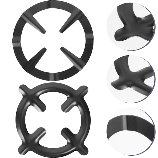 2 stk Metallbraketter Jern Gasskomfyr Kokeplate Koketopp Gitter Gasskomfyr Gitter Kaffe Pot Stativ Gassring Trivet (FMY) Black 15.8X15.8X0.2CM