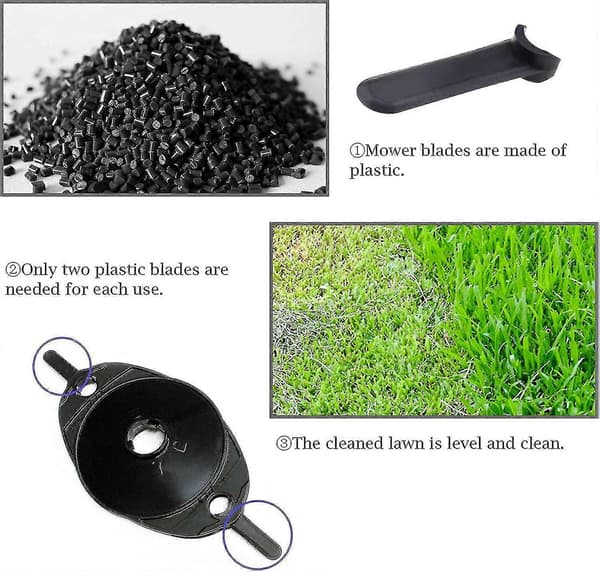 50 stk. plastikknive til plæneklipper, kompatible med Flymo Micro Lite Hovervac Mow N Vac (FMY)