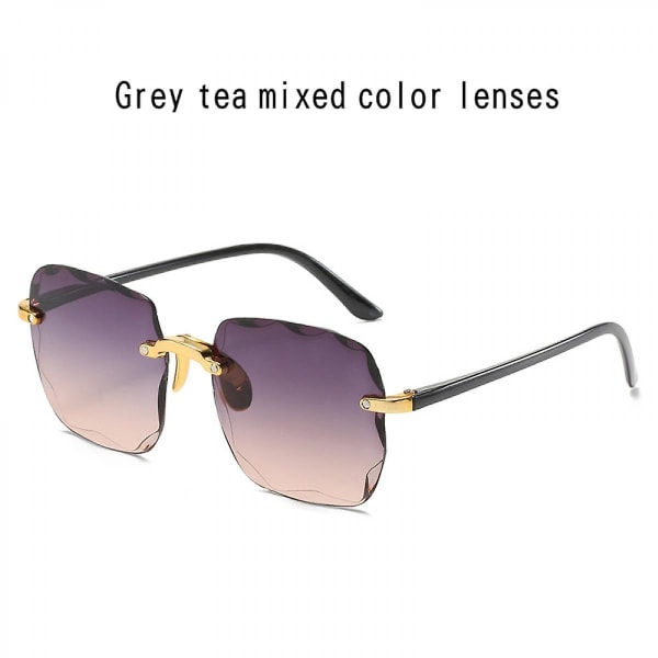 Europeisk og amerikansk trend Firkantede solbriller med stor ramme med kantløse solbriller, gatestil for damer Catwalk-briller (FMY)