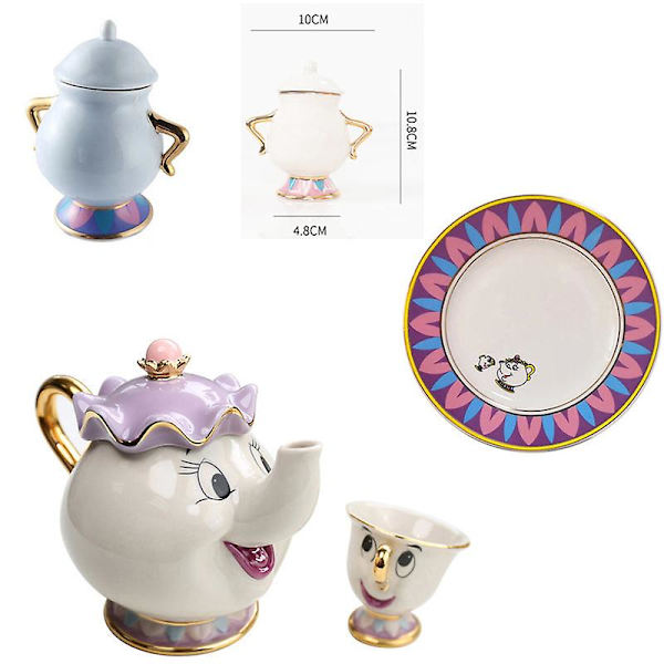 Piirretty Uusi Kaunotar ja Hirviö Teekannu Muki Teekannusetti Syntymäpäivälahja (FMY) Single Cup