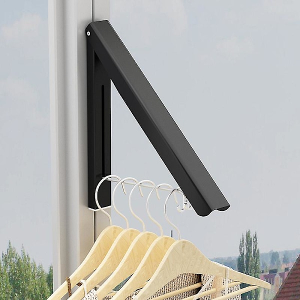 Black Wall-Mounted Foldable Wall Mounted Coat Rack Drying Rack Retractable Coat Rack Collapsible Coat Hanger Space Saving Invisible Drying R  (FMY)