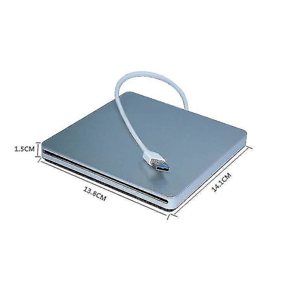 Apple Macbook Pro Air Mac Pc Bærbar Usb Ekstern Slot-In Cd / Dvd Drev Brænder (FMY) silver-1