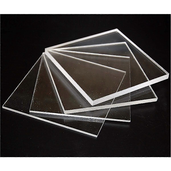 4 stk. transparente akrylplater plexiglass plastplate 2mm tykkelse transparent glass akrylpanel (FMY) 10x15cm