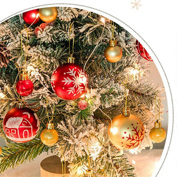 44 stk Julerkulepynt Knusebestandig Julerkule Glansende Trykte Dekorative Kuler Jul  (FMY) As Shown