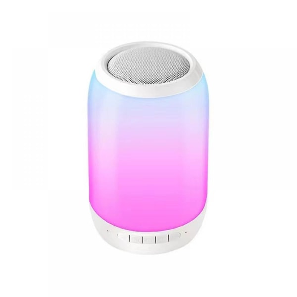 Bluetooth högtalare med ljus Färgskiftande bärbar trådlös högtalare 6-färgade LED-belysningsteman, Tf-kort (vit) (FMY)