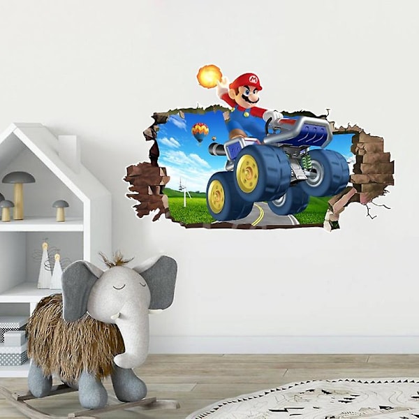 3D Brydningsvæg Super Mario Kart Racing Vægmærke til værelsesindretning (FMY) JBW9136 29*47cm