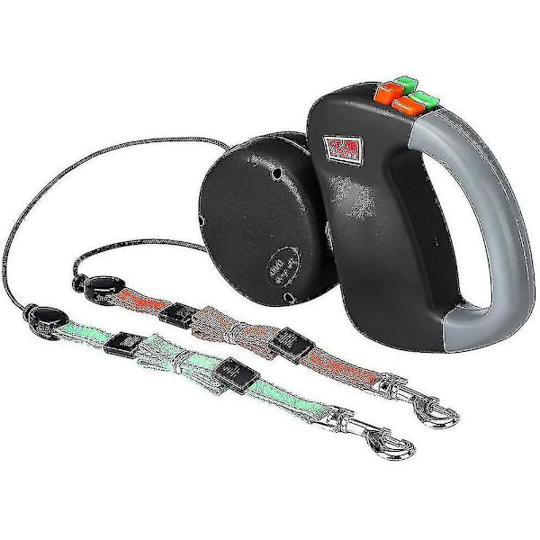 Dobbel Dobbel Leash for Hund, Inntrekkbar Hundeleash Dobbel Leash for To Hunder Hundeleash 2 Hunder Dobbel Leash, svart  (FMY)