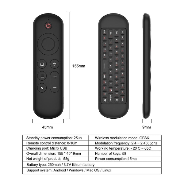 M5 Ir 2.4g Air Mouse Fjärrkontroll Touchpad För Android Tv Box Pc Mini Trådlöst Tangentbord Flygande Mus(med Färg Bakgrundsbelysning)  (FMY)