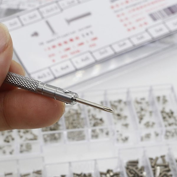 500st Små Skruvar Muttrar + Skruvmejsel Klocka Elektronik Glasögon Skruvar (FMY) Silver as described