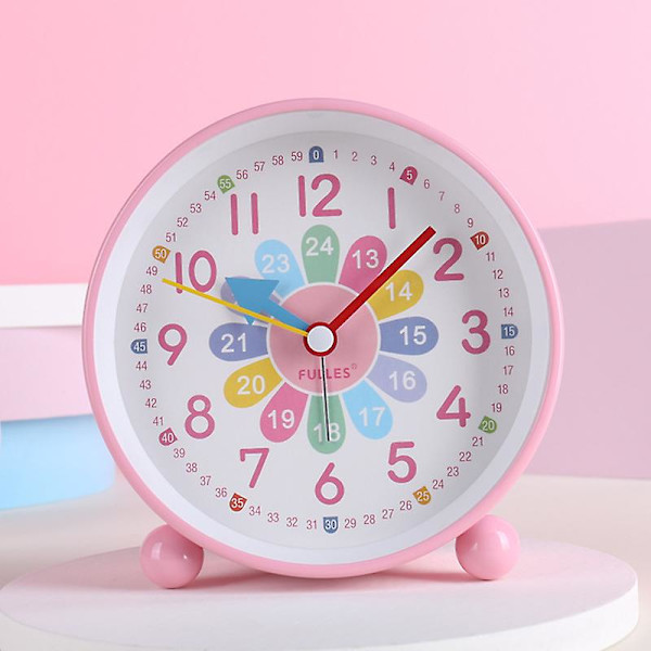 Digitaalinen lasten herätyskello, ei tikittävä lasten herätyskello.  (FMY) Pink
