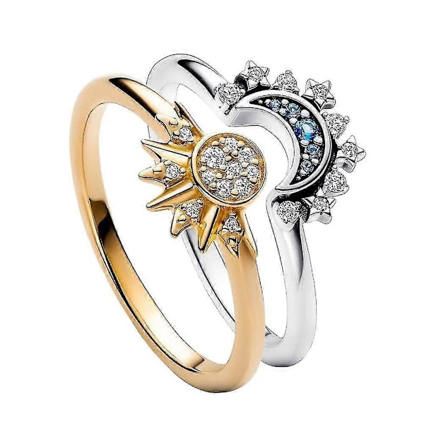 Celestial Sol og Måne Ringe Sæt, Glimtende Sol Måne Ring Med 14k Guld/sølvbelægning (FMY) 5