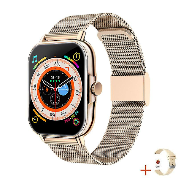 Samtal Smart Klocka Encoder Hd Röstassistent Blodtryck Puls Armband (FMY) Gold steel silicone