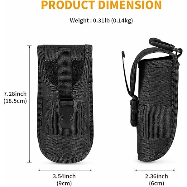 Solbriller Hard Case Taktiske Briller Robust Bæreetui Med Bælteklips (FMY) Black