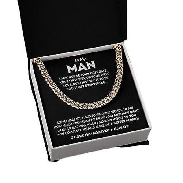 Till Min Man Make Maken Pojkvän Kubansk Kedja Halsband I Rostfritt Stål För Honom, Romantiska Födelsedagspresenter Till Honom, Bästa Smycken För Män, Smycken För (FMY) gold