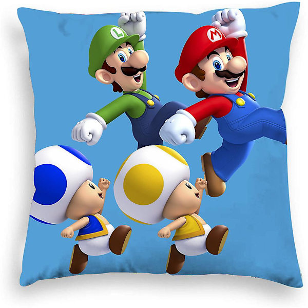 Super Mario Bros-tema kuddfodral prydnadskudde heminredning  (FMY) A