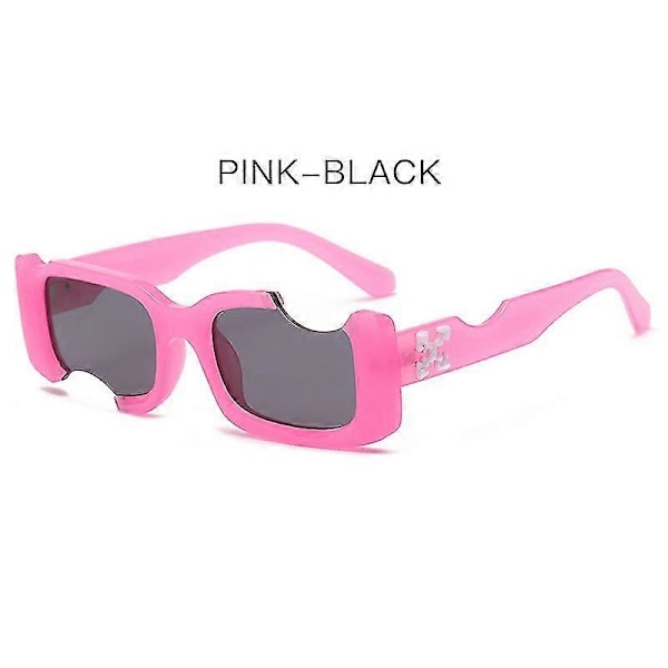 Hip-hop Fyrkantiga Solglasögon Kvinnor Män Off Notch Hål Design Vita Solglasögon Blå Damer Vintage Shados Glasögon Uv Skydd_LL_a05 (FMY) Pink Gray