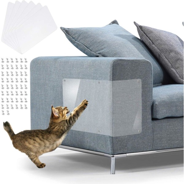 6 stk. ridsebeskyttere til møbler, X-large Premium Fleksibel Vinyl Cat Couch Protector Guards med stifter til beskyttelse (FMY)