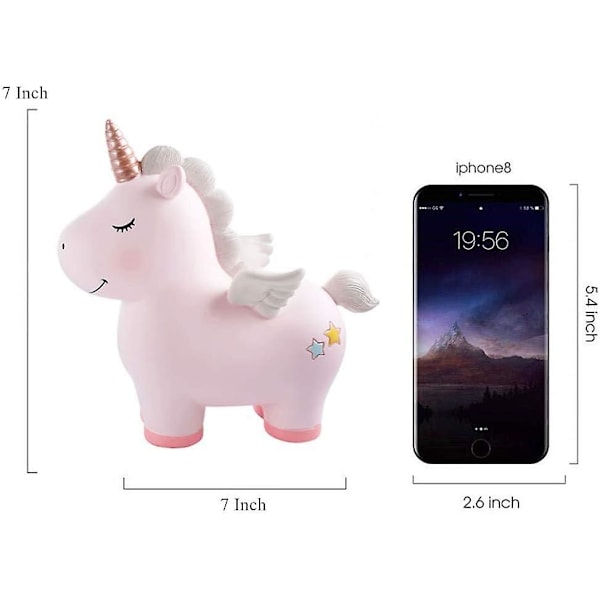 Nydelig Regnbue Unicorn Spargris For Jenter, Harpiks Unicorn Spargris Leke, Barn Penger Banker Mynt Banker, Unicorn Gaver (FMY)