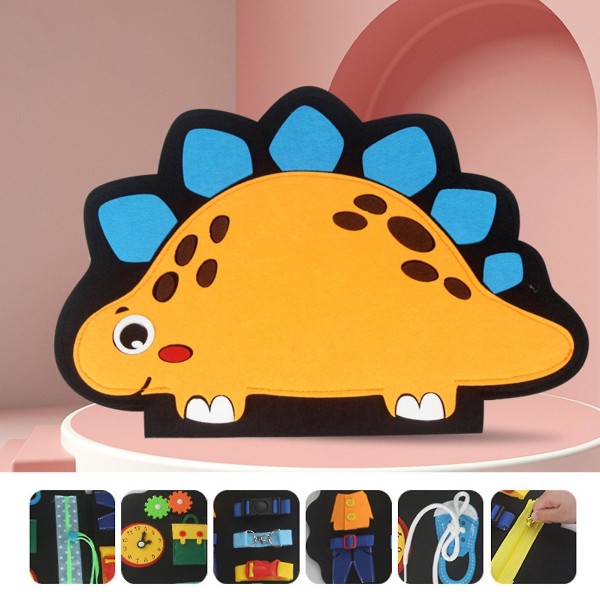 Filt Busy Board Dubbellager Vikbar tecknad form Klädningsfärdigheter Tidig utbildning Filt Sensory Activity Board Toy Toddler Supplies (FMY)