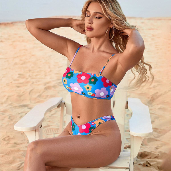 Dame 2-delt Tie Dye Bikini Sett Badedrakt Med Sarongs Cover Ups Strandbadedrakt ,s (FMY)