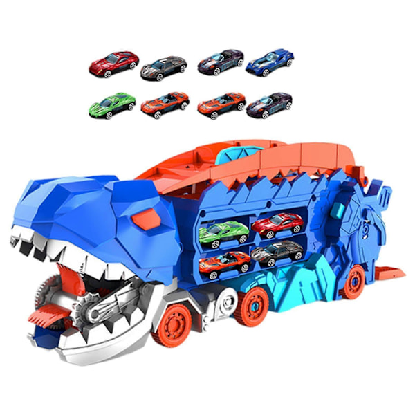 Dinosaurie Lastbil Ätande Bilar Leksak Transport Lastbil Bärare Pojkleksaker Dinosaurie Paradis Rutschkana Dinosaurie Bil Fordon Lekset Bebisar(FMY) 12 Mini Cars 43.2cmx14.3cmx17.5cm