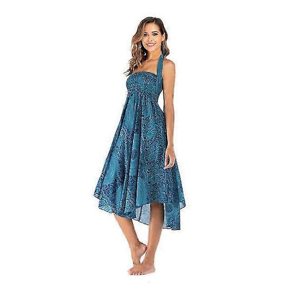 Lång Bohemisk Gypsy Boho Hippie-kjol för kvinnor (FMY) blue