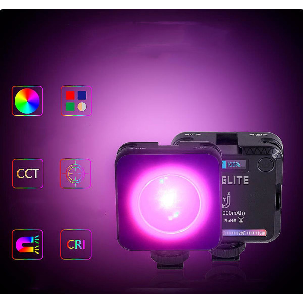 Kameralys, dæmpbart med 2000 Mah batteri, bærbart lysfotografering genopladeligt, lysstyrke justerbar til videokameraoptagelse (FMY)