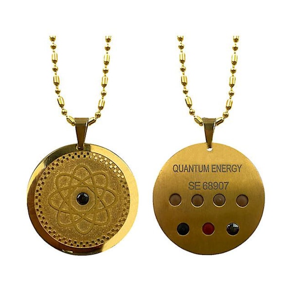 Quantum Science Scalar Energy Health Halskjede Rund Rustfritt Stål Germanium Stein Anheng for Menn Kvinne Far Mor (FMY) Gold