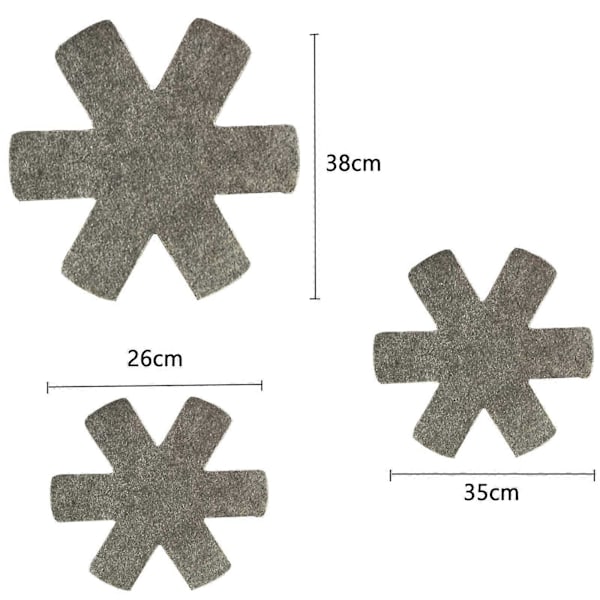 12 stk Filt Potteunderlag Panner Beskyttelsesmatte Stable Sett Potter og Panner Delere med 3 Størrelser - 38cm, 35cm, 26cm  (FMY)