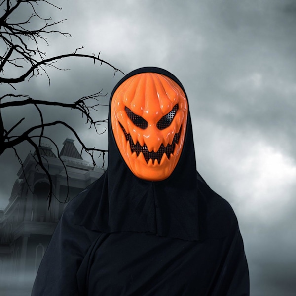 Halloween-juhlan naamioasu - Kurpitsa-naamio, ainutlaatuinen pelottava koko kasvot kurpitsa-paholaisen naamio Halloween-teemajuhliin (FMY) One size
