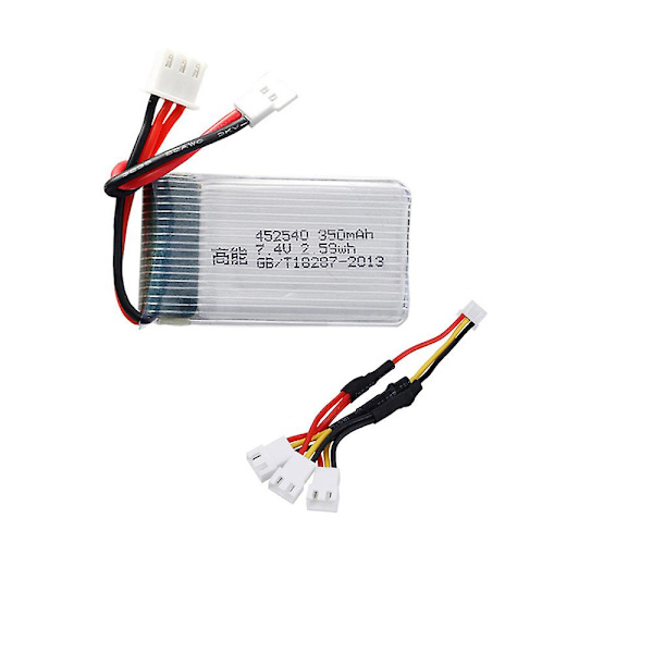 2 stk. 7,4v 350mah 452540 Lipo-batteri kompatibel med Jxd 515 515w 515v Rc Mini Fpv Drone Quadcopter reservedele 7,4v lithium polymer batteri  (FMY) White