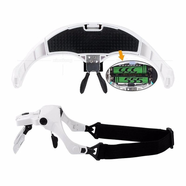 Led Illuminated Hands-free Head Magnifier Visor With 5 Detachable Lenses Head Mounted Lighted Magnifying Glasses  (FMY)