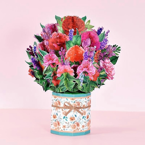Blomsterkort Vackert Flerfärgat Papper Mors Dag Blomma 3D-kort för Mamma QinHai (FMY) A