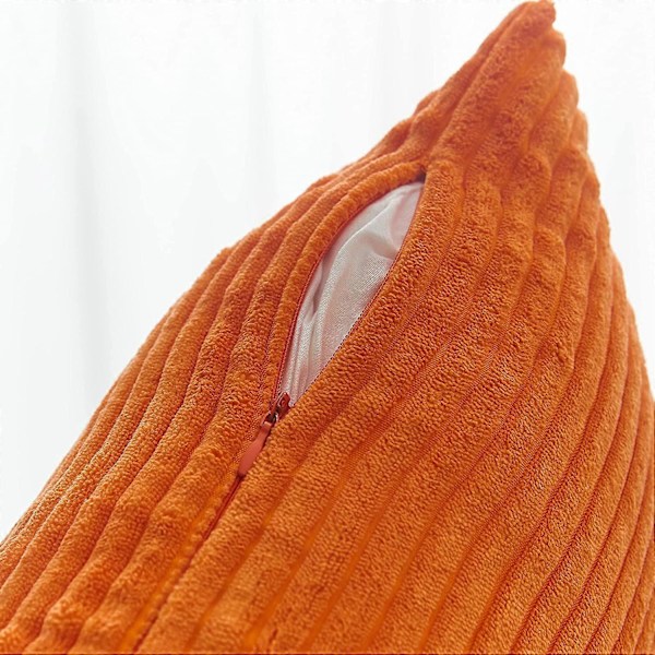 PIAO Lændepudebetræk 2-pak Dekorativ Stribet Fløjlsbukser Rektangulære Pudebetræk Aflange Pudebetræk til Sofa (FMY) 12 x 20 Inch Burnt Orange