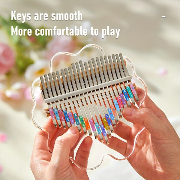 21-Tast Transparent Krystalklar Blomsterformet Bærbar Tommelklaver - Let at Spille Musikinstrument til Begyndere med Tegneserie Design (FMY) Transparent 21Keys kalimba with case