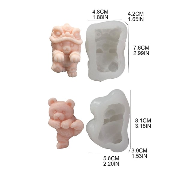 Isbitform i silikon med søte dyremotiver - 3D isbitform med katt og bjørn (FMY)