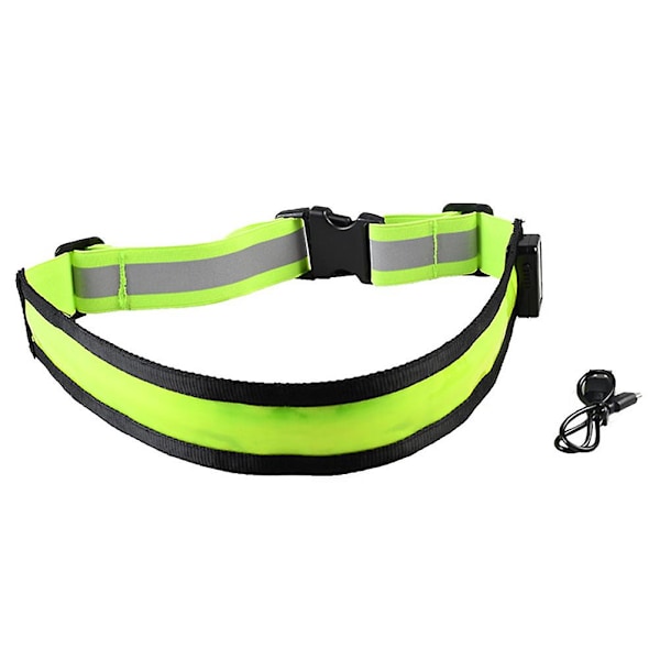 LED-Reflekterande Bälte Justerbart Reflekterande Säkerhetsladdningsbart Bälte (Grönt)  (FMY) Green 90X5CM