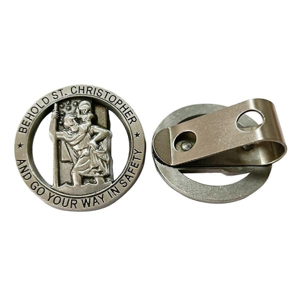 Christopher Medal Bil Saint Christopher Solskjerm Klips Bil Solskjerm Tilbehør Kjøreamulett Skytshelgen Periapt (FMY)