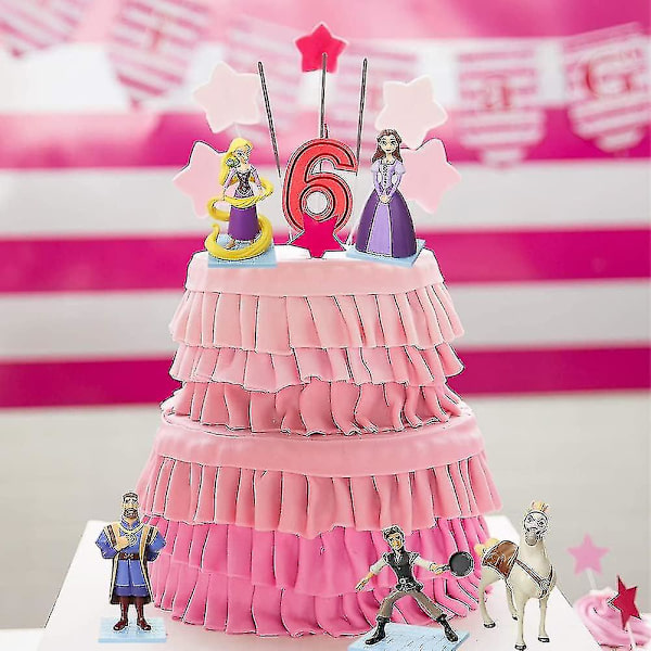 5 kpl Rapunzel-hahmoja, Rapunzel-hahmo, Prinsessan Minihahmoja Kupkakoristeet Toimintahahmoja Kupkakoristeet (FMY)