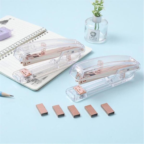 Transparent Desktop Stapler Clear Student Stapler Stationery Supplies  (FMY)