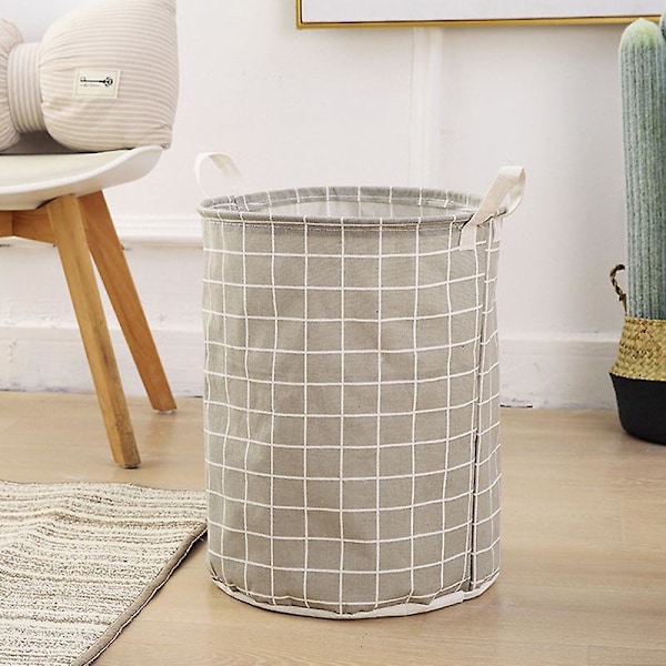 Stor Tvättkorg Rund Smutsig Kläder Vikbar Hink Förvaring Tunna Organizer (FMY) Gray 1pc