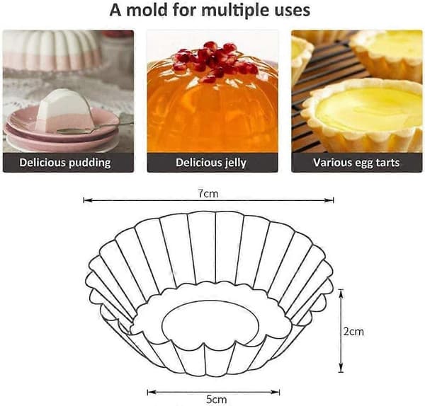 50 stk. Sølvfarget rustfritt stål bolleformet eggterteform eggterte cupcake kakekjeksform puddingform bakeverktøy (FMY)