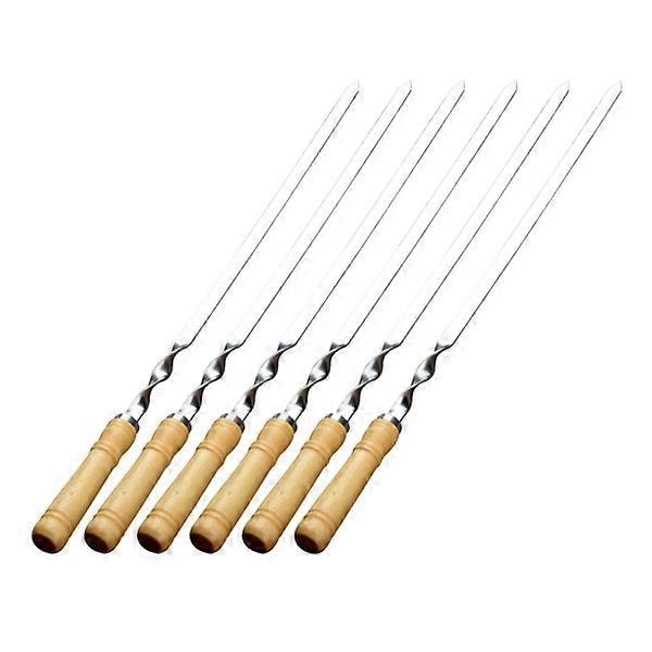 6 stk BBQ Grillspydder Rustfritt Stål Grillspydder Flat Kebab Pinner med Håndtak (FMY) Assorted Color 55X1.1X1.1CM