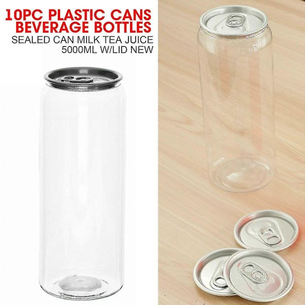 10 stk. Plastikdåser Drikkedåser Forseglede Dåser Mælkete Juice 500ml Glas Med Låg (FMY)