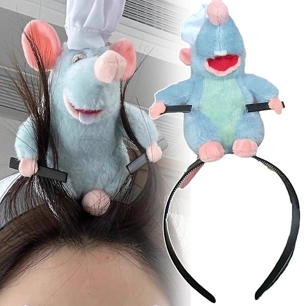 Disney Ratatouille Chef Remy Rat Mouse Plush Toy Headband Halloween Cosplay Party Props Women Girls Xmas Birthday Gifts  (FMY)