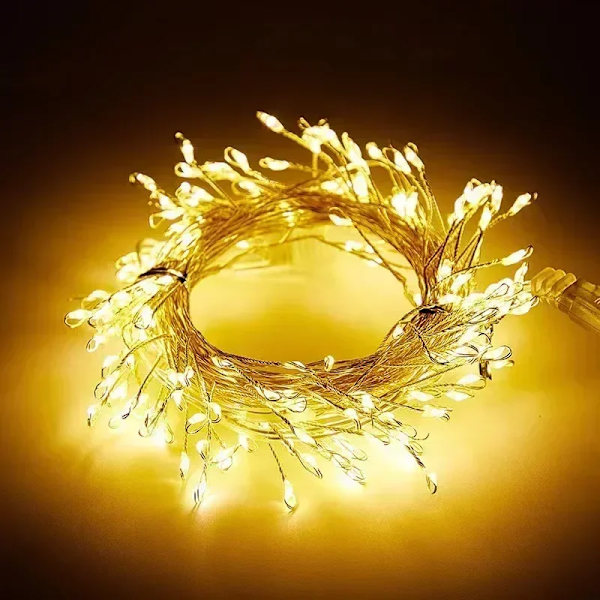 Paristokäyttöiset kuparilanka-valoköynnökset, 100/200 LED-valoa, Fairy Cluster -tähtikynttiläketjut, puutarhan ja joulukoristeluun (FMY) warm white 3M 100LED