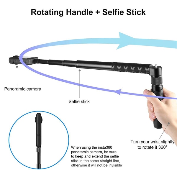 Roterande handtag skrivbordsstativställ för X3 Time Controller 110 cm 5-delad Selfie Stick Monopod-b (FMY)